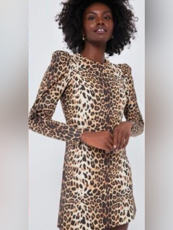 Tuckernuck Dresses & Skirts - Tuckernuck x India Hicks NEW Leopard Domino Long Sleeve Party Mini Dress XXS